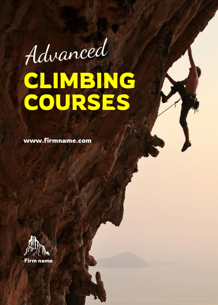 Ontwerpsjabloon van Postcard 5x7in Vertical van Professional Climbing Courses Promotion With Scenic View