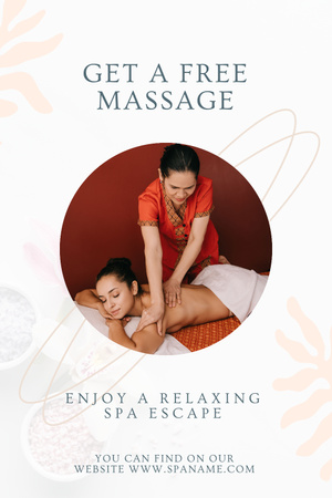 Modèle de visuel Invitation de massage gratuite au salon de spa - Pinterest