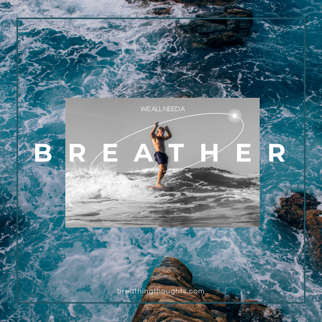 Stunning Promotion Campaign With Ocean And Surfer And Waves Instagram Design Template