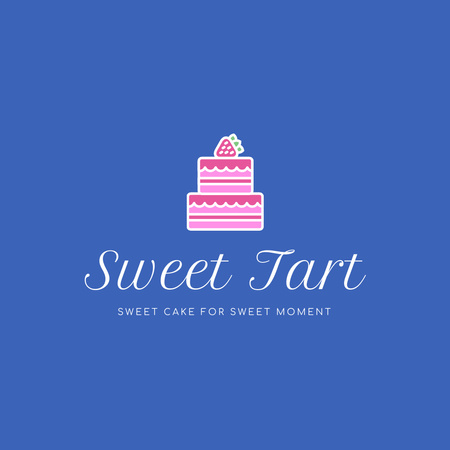 Emblem of Cake Shop on Blue Logo Design Template