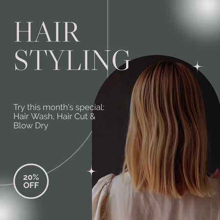 Hairstyling And Other Beauty Services Offer With Discount Animated Post Πρότυπο σχεδίασης