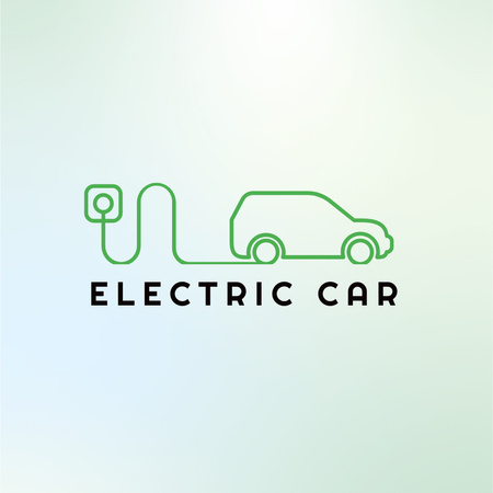 Transport Shop Ad with Electric Car Logo 1080x1080px Design Template