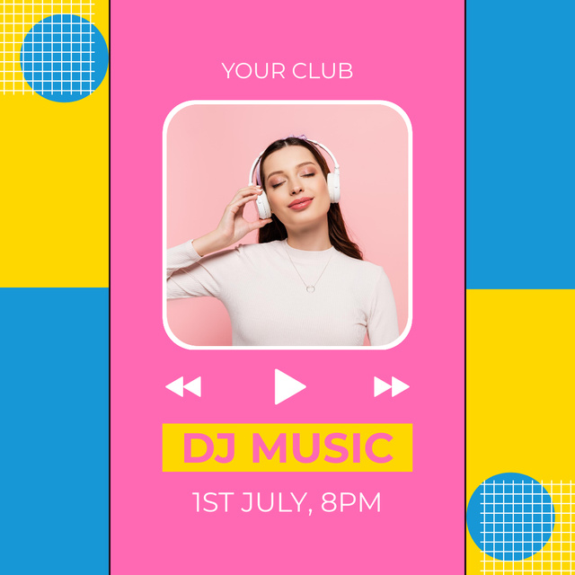Awesome DJ Performance In Club Announcement Instagram Design Template