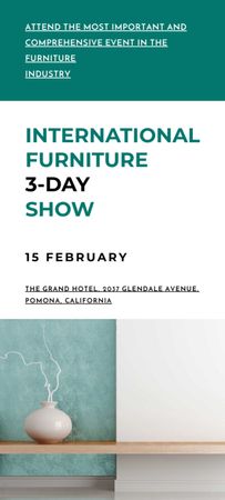 Plantilla de diseño de Furniture Show announcement Vase for home decor Invitation 9.5x21cm 