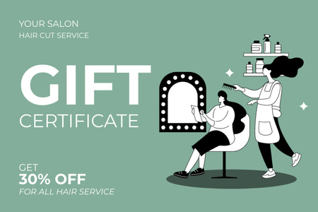 Beauty Salon Gift Voucher Offer With Discount For Hair Service Gift Certificate Design Template