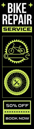 Designvorlage Anzeige für Fahrradreparaturservice auf Schwarz für Skyscraper