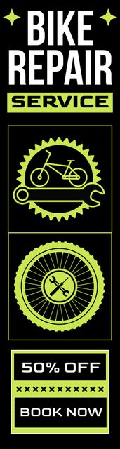 Bicycles Repair Service Ad on Black Skyscraper – шаблон для дизайна