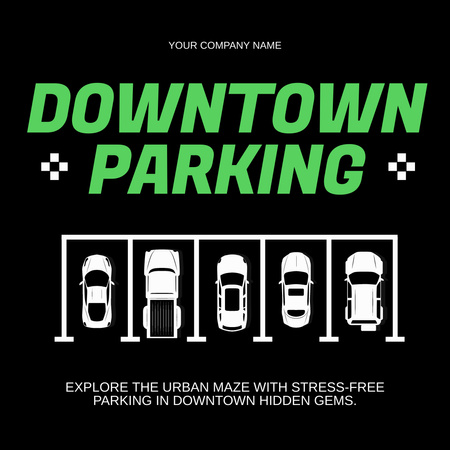 Modèle de visuel Offre de services de stationnement urbain sur noir - Instagram AD