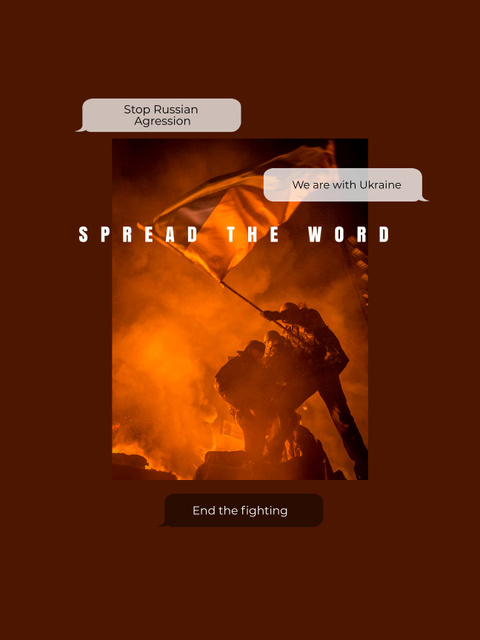 Spread the Words about War in Ukraine Poster US Design Template