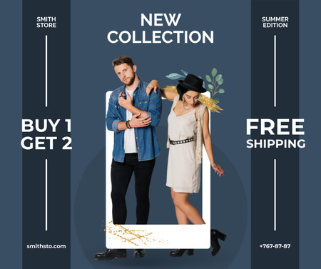 New Fashion Collection Ad with Attractive Stylish Couple Facebook Design Template