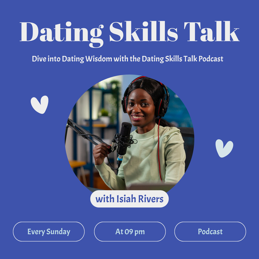 Plantilla de diseño de Show Episode about Dating Skills Podcast Cover 