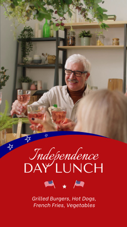 Family Celebrates Independence Day at Holiday Table Instagram Video Story Design Template