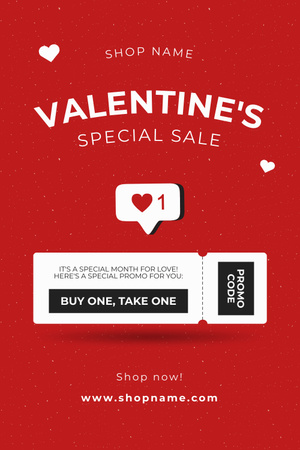 Valentine's Day Promo Code Discount Pinterest Design Template