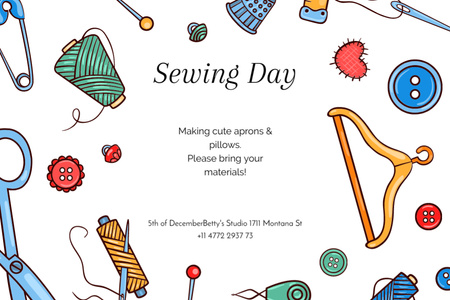 Designvorlage Enriching Sewing Day Announcement In Winter für Flyer 4x6in Horizontal