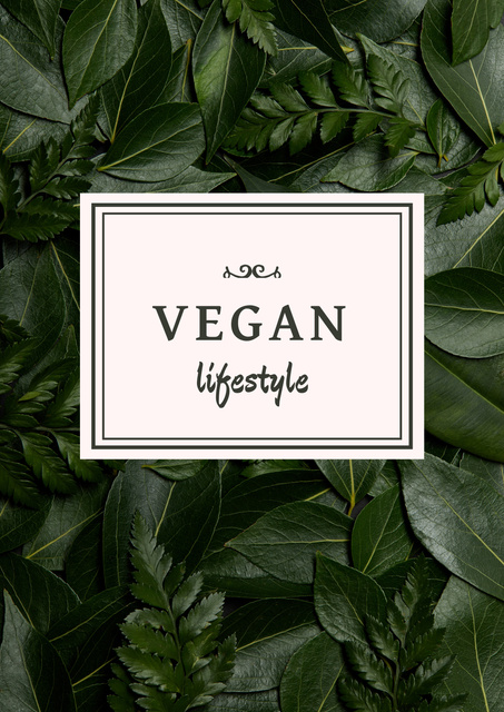 Vegan Lifestyle Concept with Green Leaves Poster Tasarım Şablonu