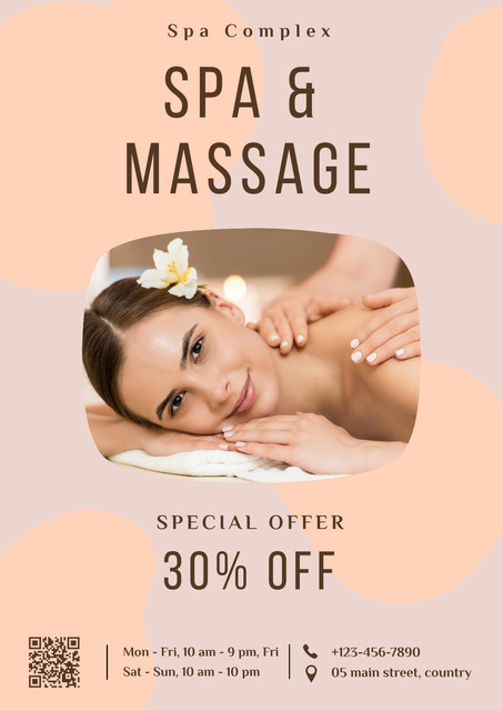 Special Offer Beauty Salon on Spa and Massage Poster Design Template