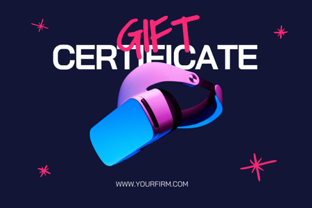Stunning Virtual Reality Device As Present Offer Gift Certificate Design Template