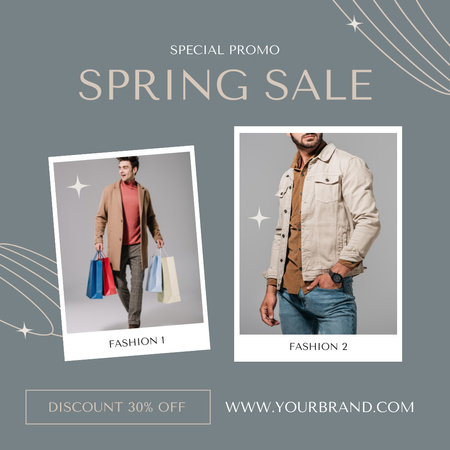 Casual Men's Spring Sale Announcement With Collage Instagram AD – шаблон для дизайна