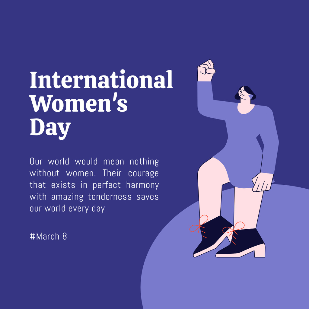 International Women's Day Celebration with Strong Woman Instagram Design Template