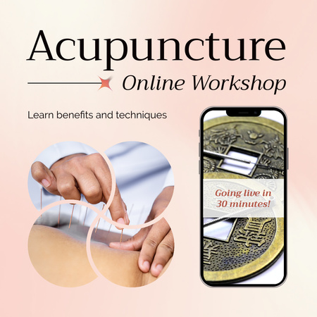Ontwerpsjabloon van Animated Post van Aankondiging van de essentiële online workshop acupunctuur