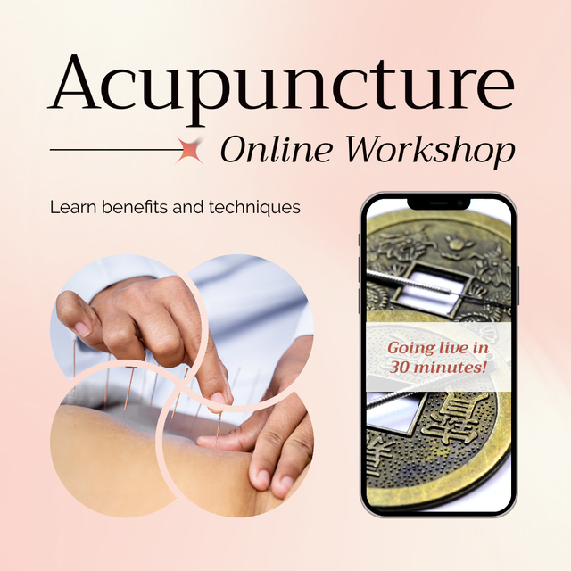 Essential Acupuncture Online Workshop Announcement Animated Postデザインテンプレート
