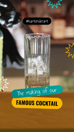 Designvorlage Barkeeper mixt berühmten Cocktail in der Bar für TikTok Video