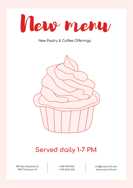 New Menu Announcement with Sweet Cupcake Poster B2 Design Template