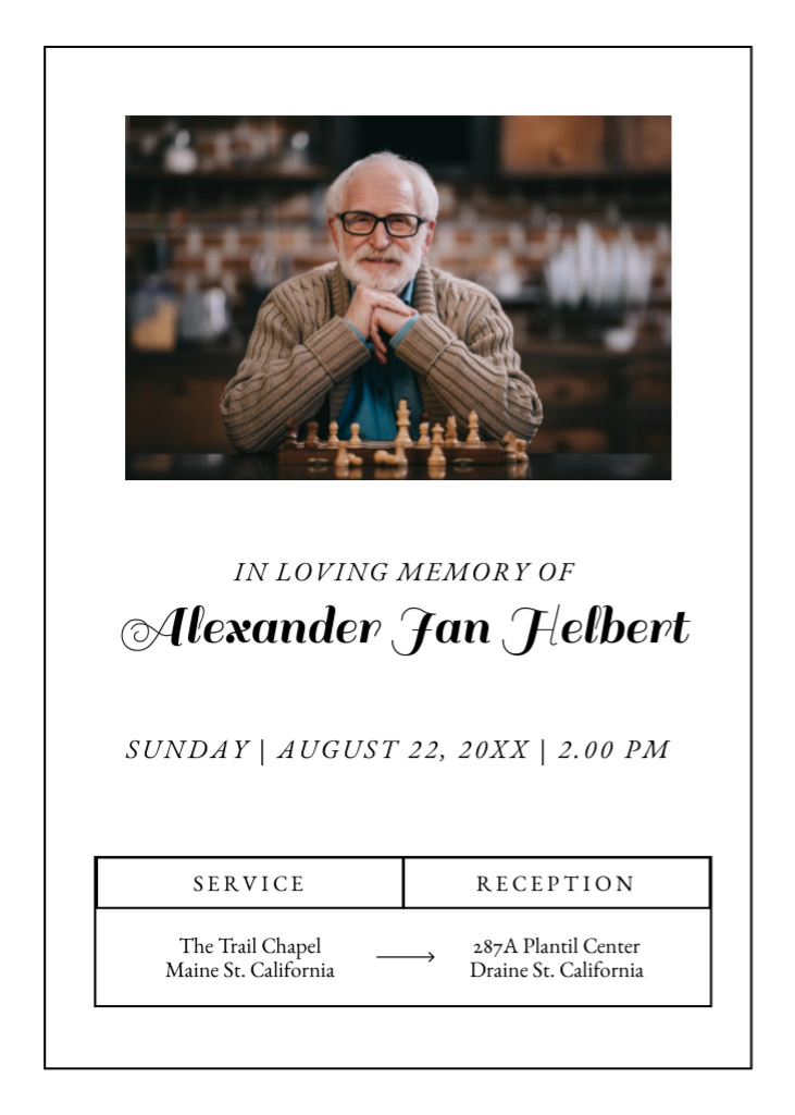 Simple Funeral invitation with Photo Invitation tervezősablon