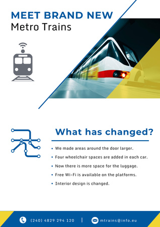 New metro trains announcement Poster – шаблон для дизайна