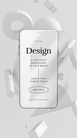 Web Site Design Ad with Modern Smartphone Instagram Video Story Design Template