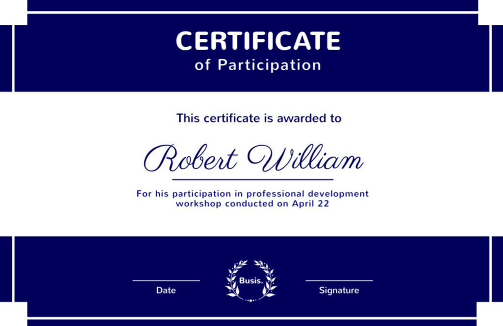 Achievement Award Announcement in Blue Certificate 5.5x8.5in Design Template