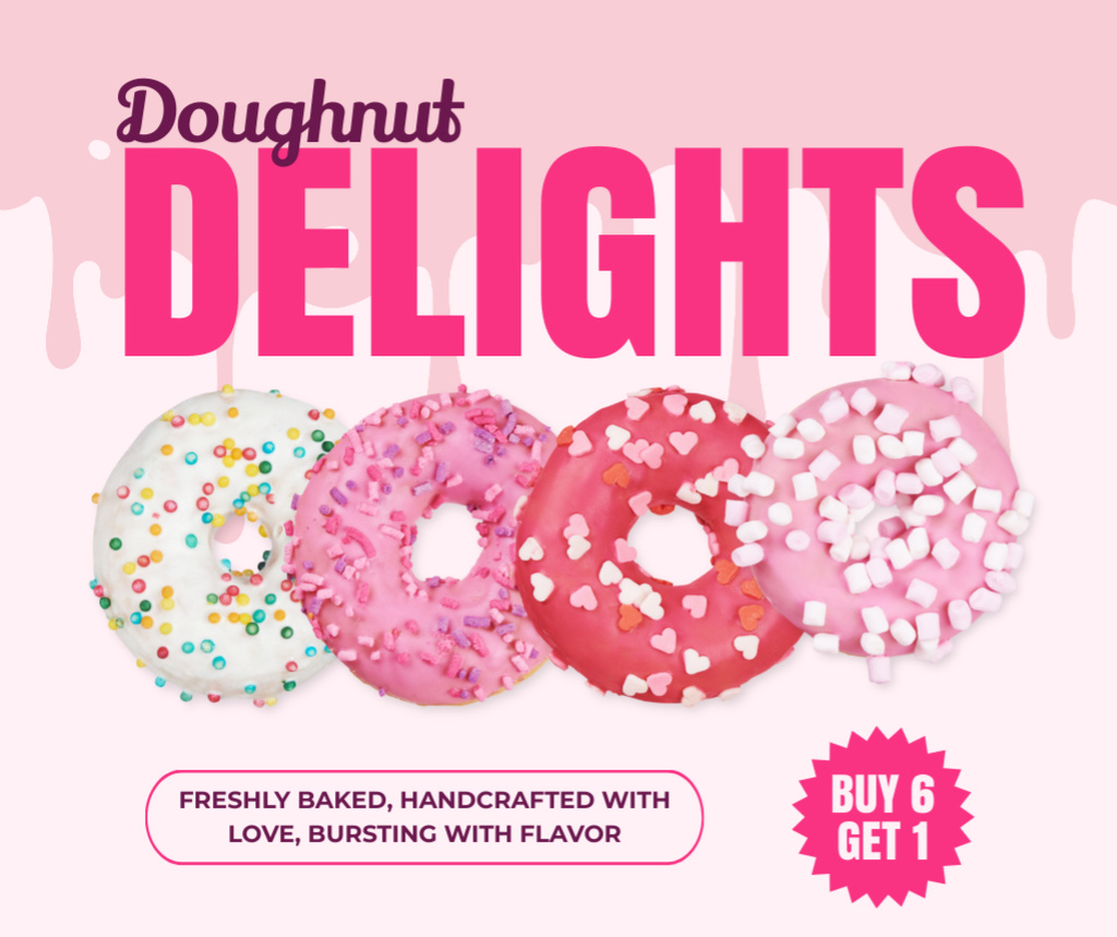 Plantilla de diseño de Ad of Doughnut Shop Delights Facebook 