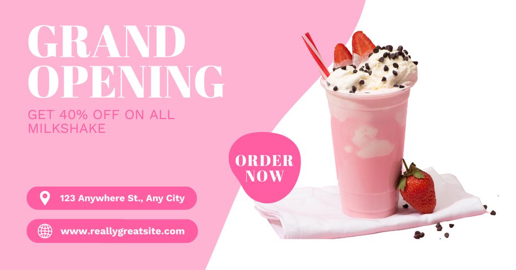 Plantilla de diseño de Grand Opening of Cafe with Offer of Milkshakes Facebook AD 