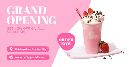 Grand Opening of Cafe with Offer of Milkshakes Facebook AD Design Template