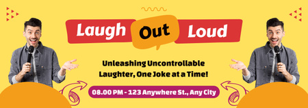 Ontwerpsjabloon van Tumblr van Grappige comedyshow met man op geel