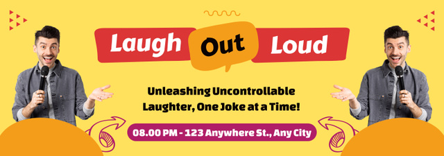 Funny Comedy Show with Man on Yellow Tumblr Design Template