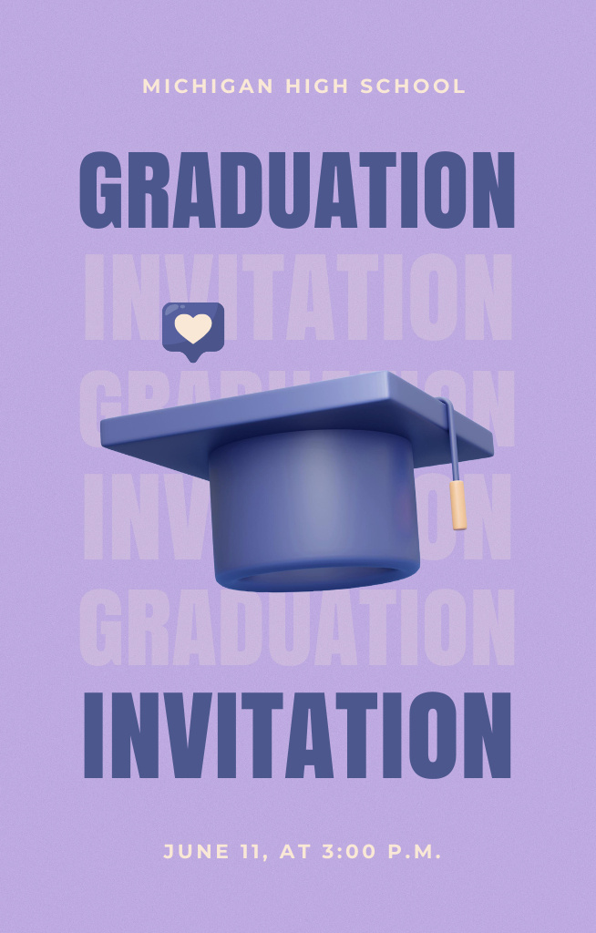 Graduation Party Announcement With Hat Invitation 4.6x7.2in – шаблон для дизайну