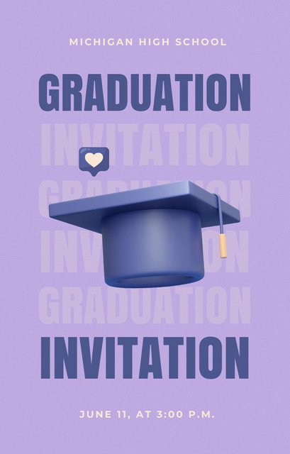 Modèle de visuel Graduation Party Announcement With Hat - Invitation 4.6x7.2in