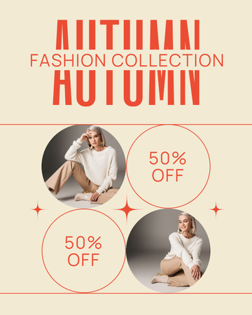 Elegant Outfit From Autumn Collection With Discounts Instagram Post Vertical Design Template
