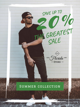 Summer Fashion Mens Clothing Discount Poster US Design Template