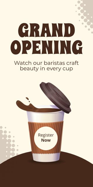 Plantilla de diseño de Cafe Grand Opening With Coffee Crafted By Barista Graphic 