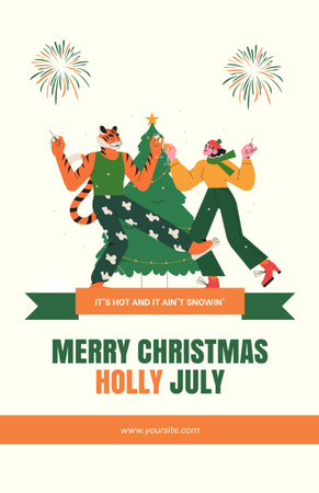 Christmas Advert in July with Yong Girl and Tiger Flyer 5.5x8.5in Design Template