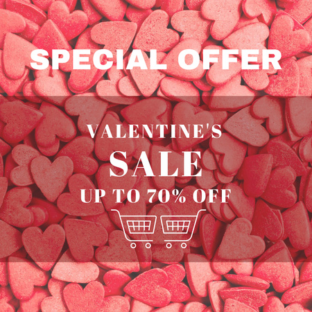 Discount Offer on Valentine's Day with Many Hearts  Instagram tervezősablon
