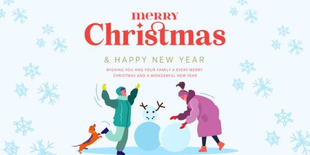 Christmas and New Year Cartoon Twitter Design Template