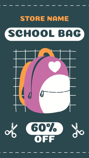 School Bag Sale on Green Instagram Story – шаблон для дизайну
