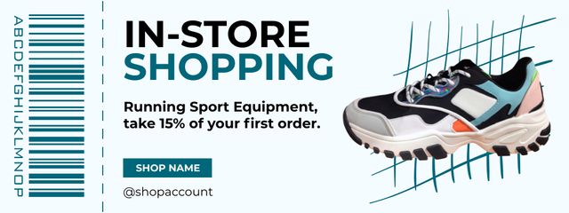 Template di design Running Sports Equipment And Footwear WIth Discounts Coupon
