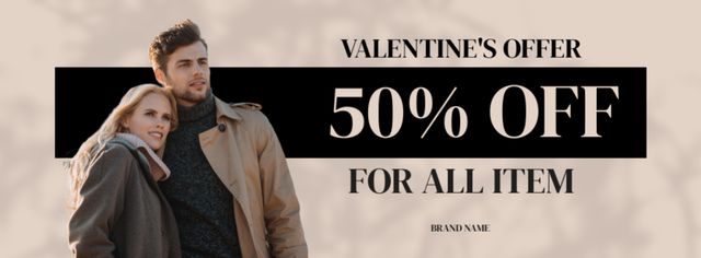 Offer Discounts for Valentine's Day Facebook cover Šablona návrhu