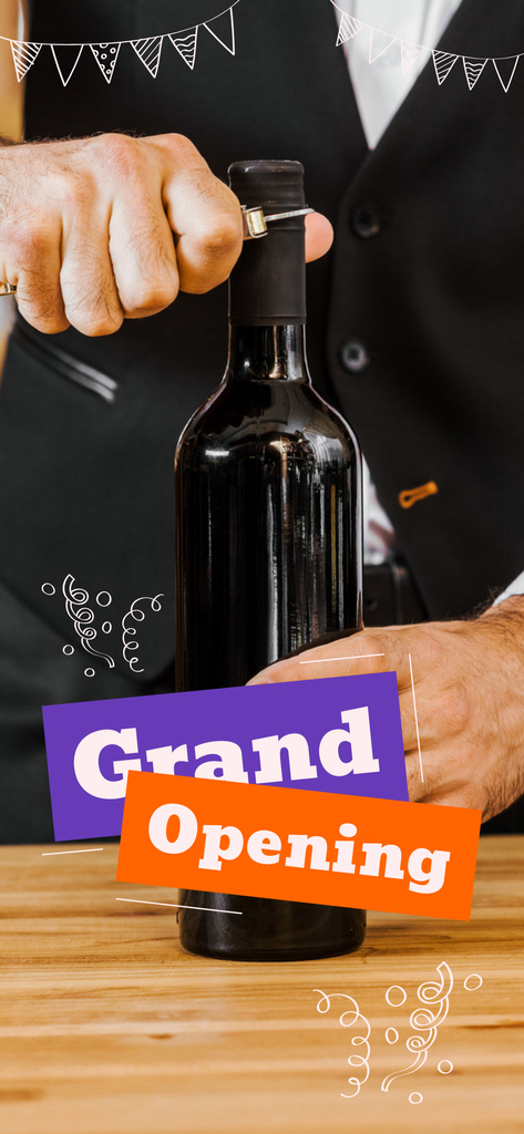 Grand Opening Event Celebration With Bottle Of Wine Snapchat Moment Filter Design Template
