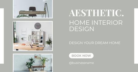 Aesthetic Home Interior Design Grey Facebook AD Design Template