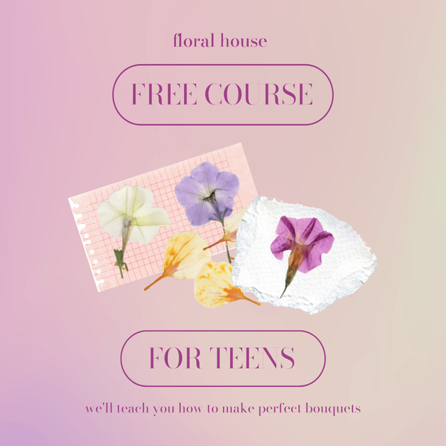 Ontwerpsjabloon van Instagram van Florists Free Course For Teens